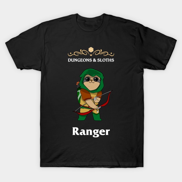 Sloth Ranger Fantasy Tabletop RPG Roleplaying D20 Gamer T-Shirt by TheBeardComic